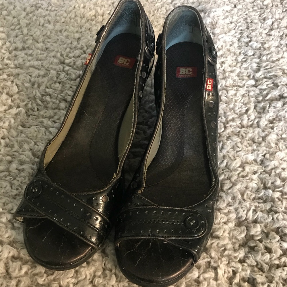 Dark Brown peep toe BC Footwear.